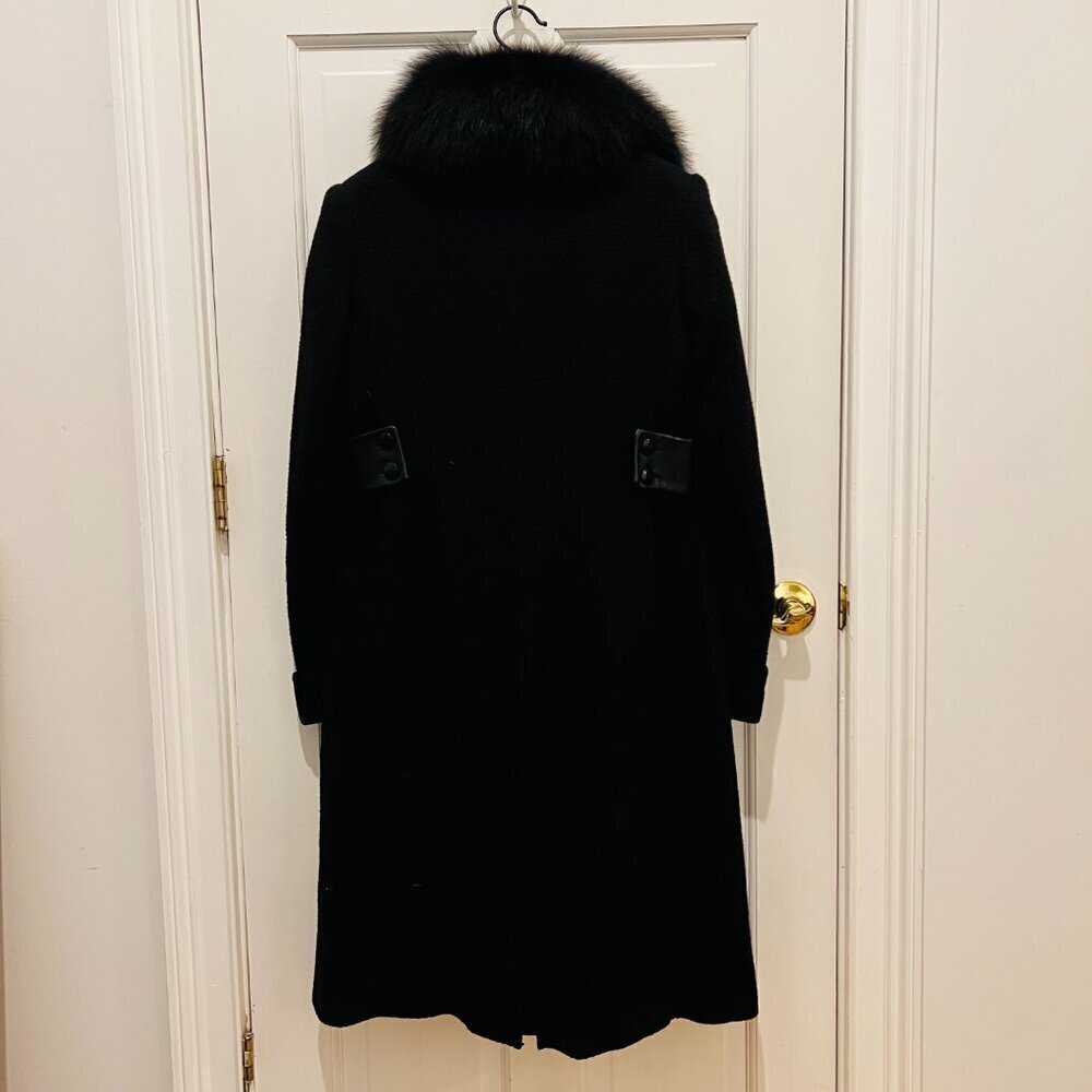 Vintage Marvin Richards Coat 4 Black Boucle Wool Fox Fur Collar USA - Picture 5 of 16